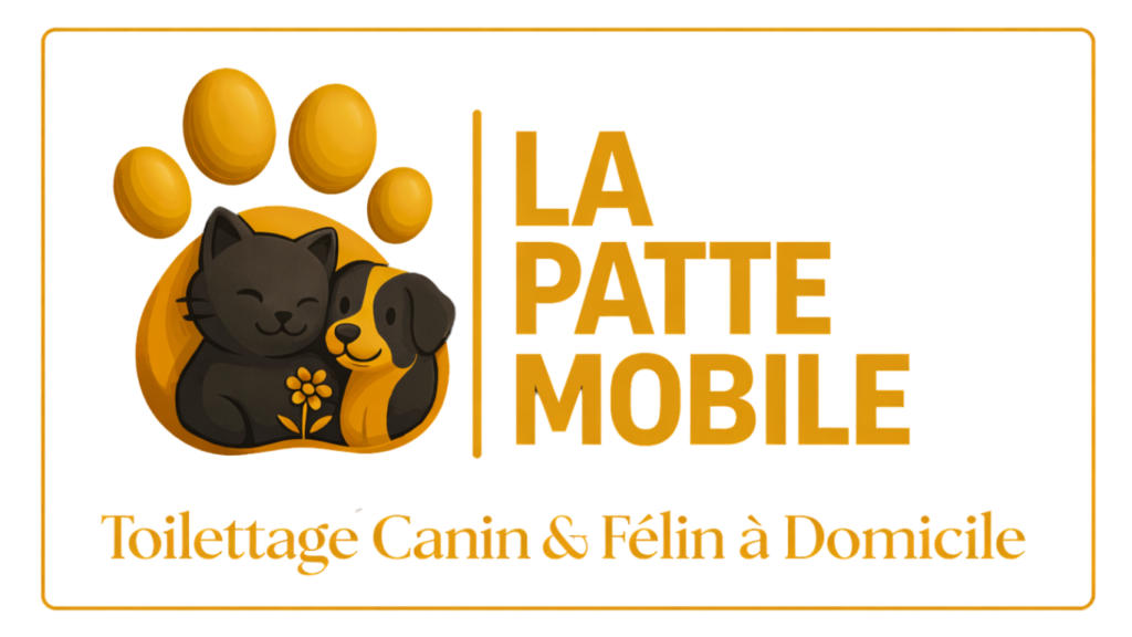 logo , la patte mobile , toilettage canin et félin à domicile